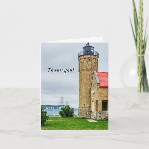 Mackinac Bridge and Lighthouse Thank You Card