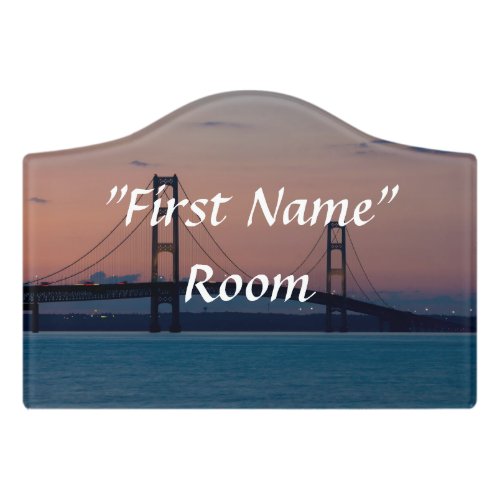 Mackinac Bridge At Dusk Door Sign