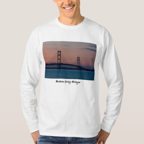 Mackinac Bridge At Dusk T_Shirt