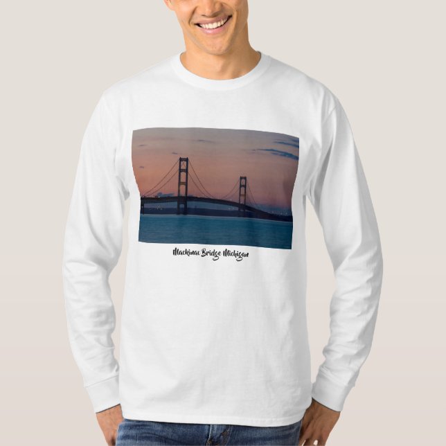 Mackinac Bridge At Dusk T-Shirt (Front)