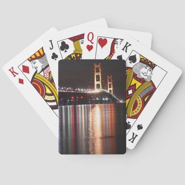 Mackinac Bridge at Night Poker Cards (Back)