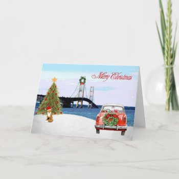 Mackinac Bridge Christmas Card by ChristmasBellsRing at Zazzle