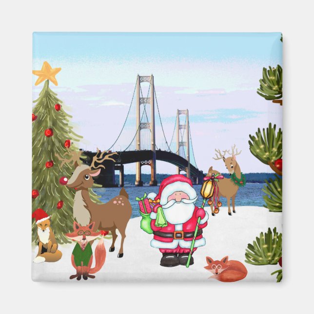 Mackinac Bridge Christmas Magnet (Front)