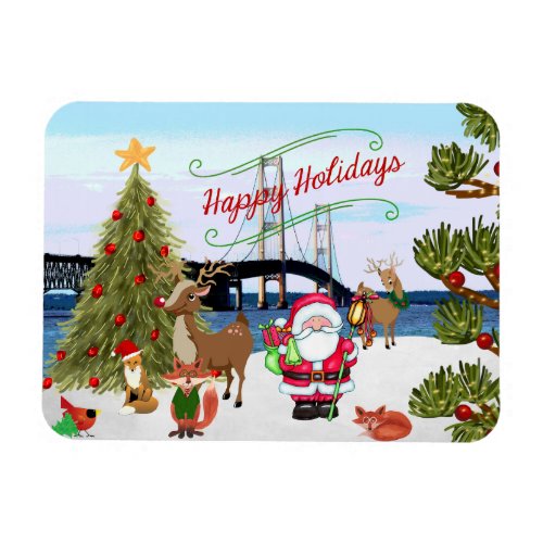 Mackinac Bridge Christmas Magnet