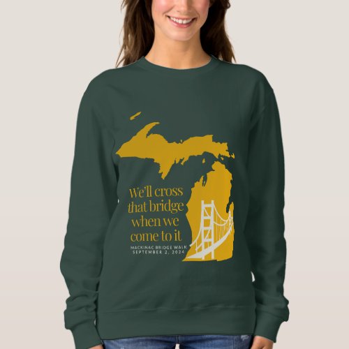 Mackinac Bridge dark sweatshirt _ yellow