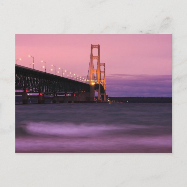 Mackinac Bridge Dusk Postcard (Front)