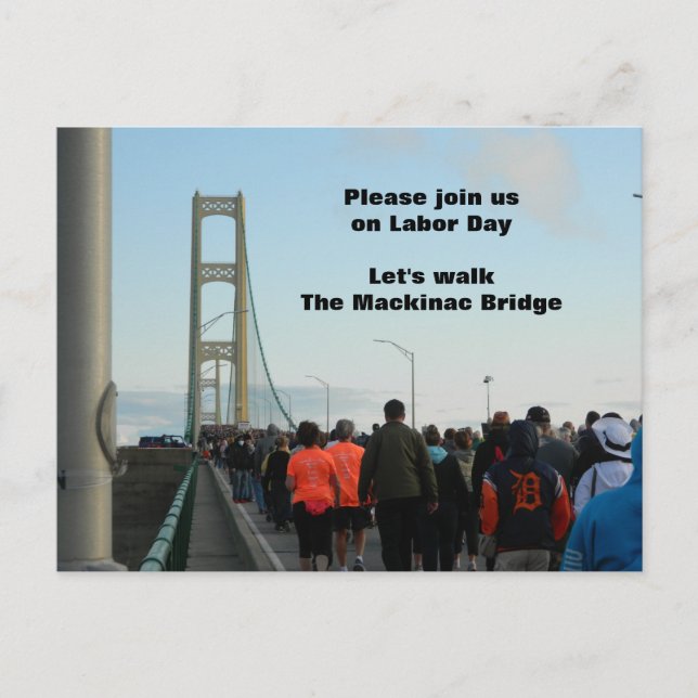 Mackinac Bridge Labor Day Walk Annual Event Join H Holiday Postcard (Front)