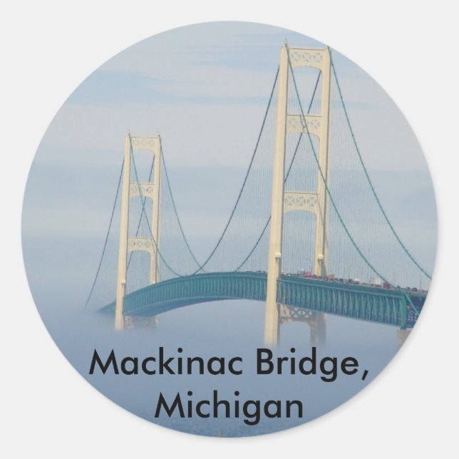 Mackinac Bridge, Michigan Classic Round Sticker (Front)