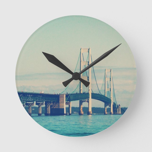 Mackinac Bridge Round Clock (Front)