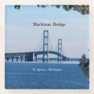 Mackinac Bridge St. Ignace glass coaster