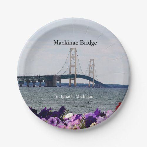 Mackinac Bridge St Ignace paper plate