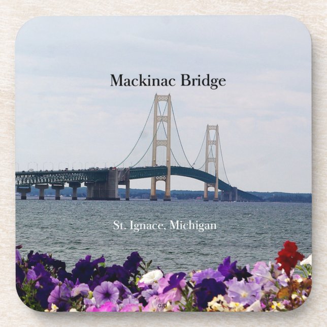 Mackinac Bridge St Ignace spring6 plastic coasters (Front)