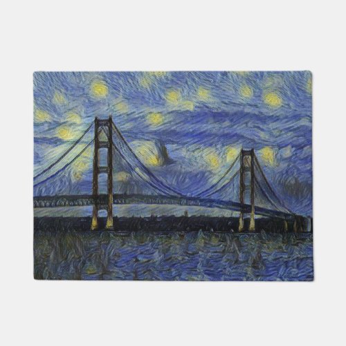 Mackinac Bridge Starry Night Doormat