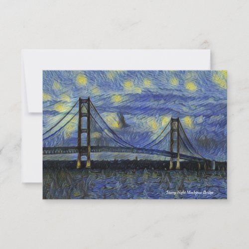 Mackinac Bridge Starry Night Note Card