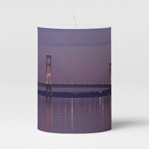 Mackinac Bridge sunrise candel Pillar Candle