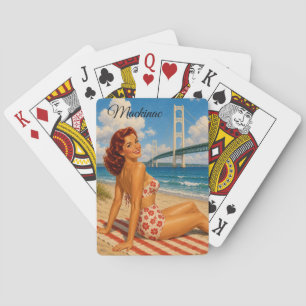 Mackinac Bridge Vintage Bathing Beauty Poker Cards