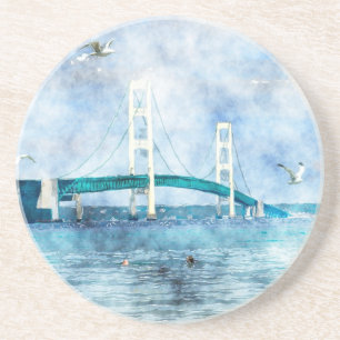 Mackinac Bridge Watercolor Coaster