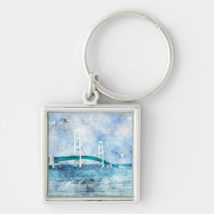 Mackinac Bridge Watercolor Keychain