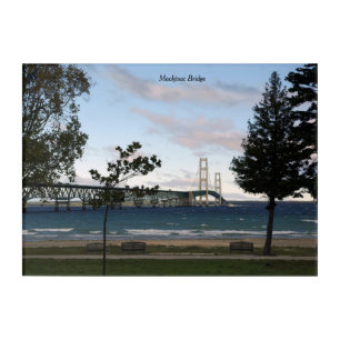 Mackinac Bridge with trees acrylic wall art