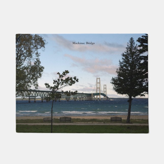 Mackinac Bridge with trees door mat (Front)