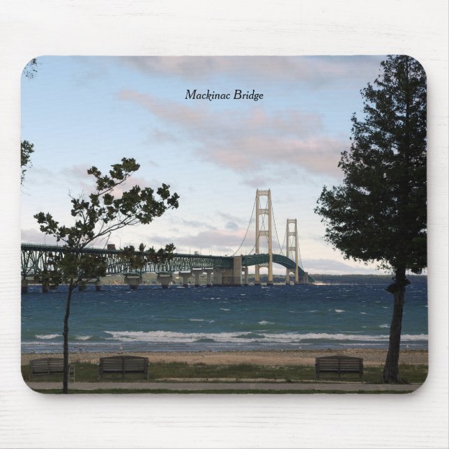 Mackinac Bridge with trees mousepad (Front)