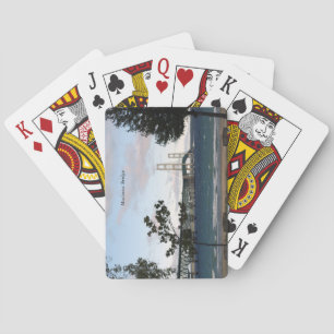 Mackinac Bridge with trees playing cards