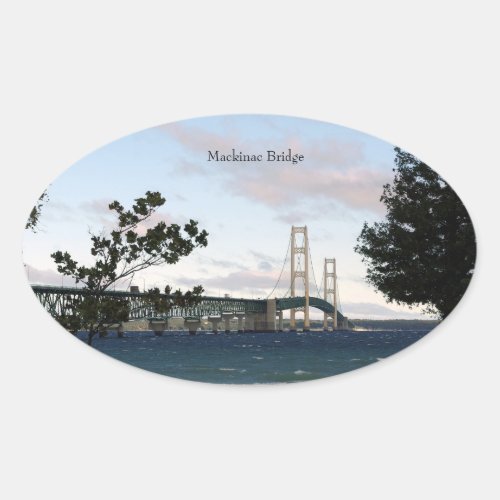 Mackinac Bridge with trees sticker