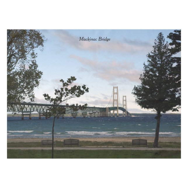 Mackinac Bridge with trees table cloth (Front (Horizontal))