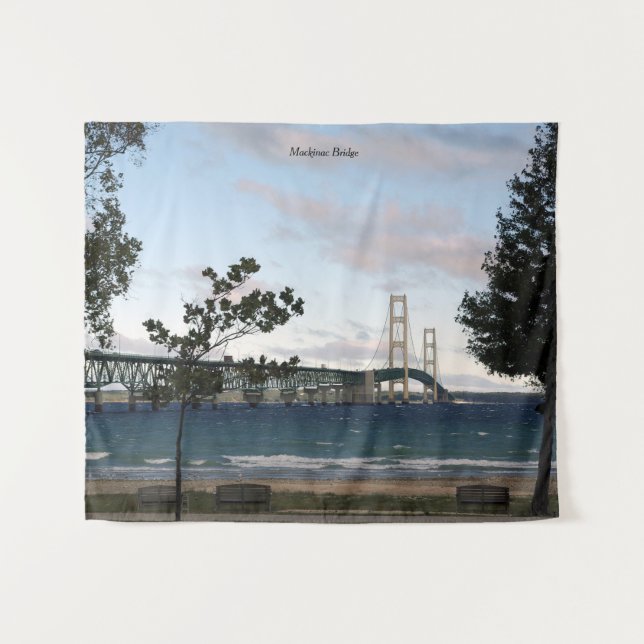 Mackinac Bridge with trees tapestry (Front (Horizontal))