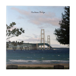 Mackinac Bridge with trees tile