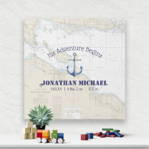 Mackinac Island Baby Boy Keepsake ⚓️ Gallery Wrap