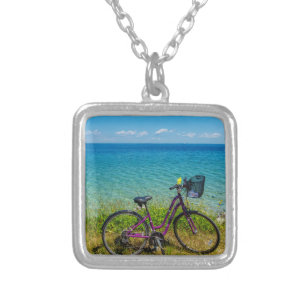 Mackinac Island Bike Silver Plated Necklace