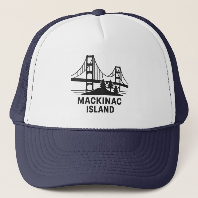 Mackinac Island Bridge & Pines | Michigan  Trucker Hat (Front)