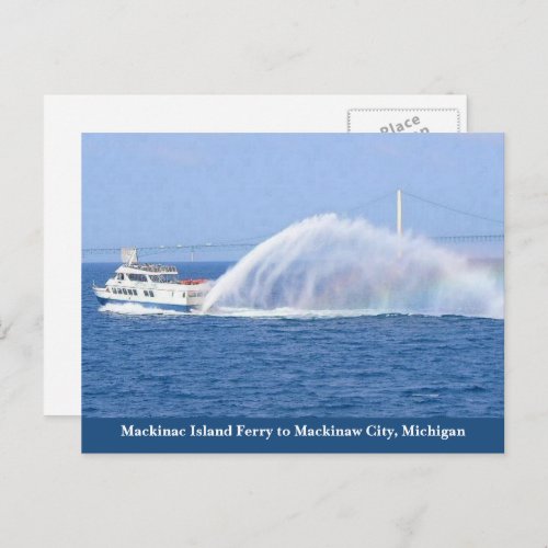 Mackinac Island Ferry to Mackinaw City Michigan Postcard