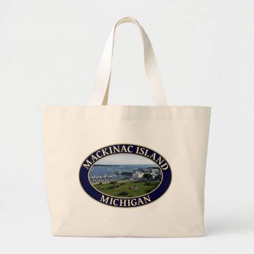 Mackinac Island Harbor  Lake Huron in Michigan Large Tote Bag