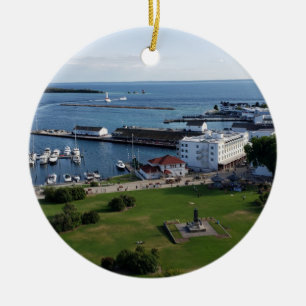 Mackinac Island & Harbor, Michigan Ceramic Ornament