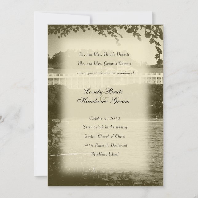 Mackinac Island Hotel Wedding Invitation (Front)