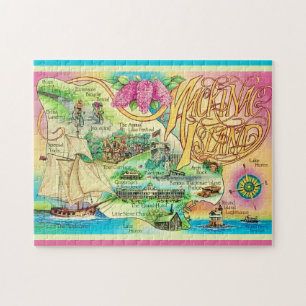 Mackinac Island Landmarks Postcard Jigsaw Puzzle