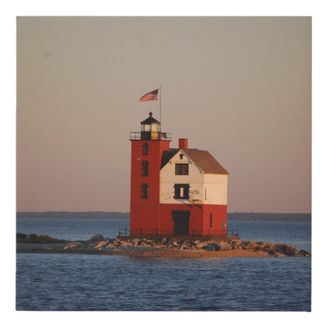 Mackinac Island lighthouse Faux Canvas Print (Front)