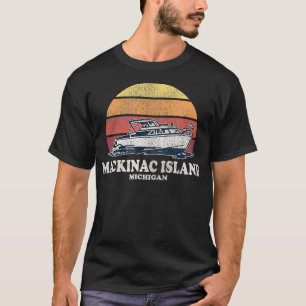 Mackinac Island MI Vintage Boating 70s Retro Boat  T-Shirt