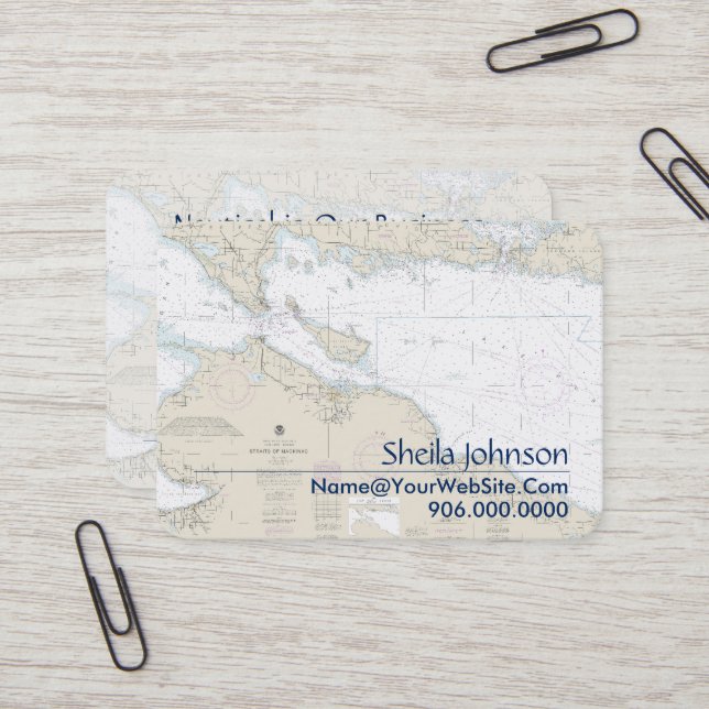 Mackinac Island Michigan Authentic Nautical Chart Business Card (Front/Back In Situ)