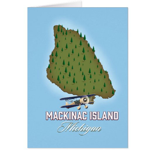 Mackinac Island Michigan map Cards (Front)
