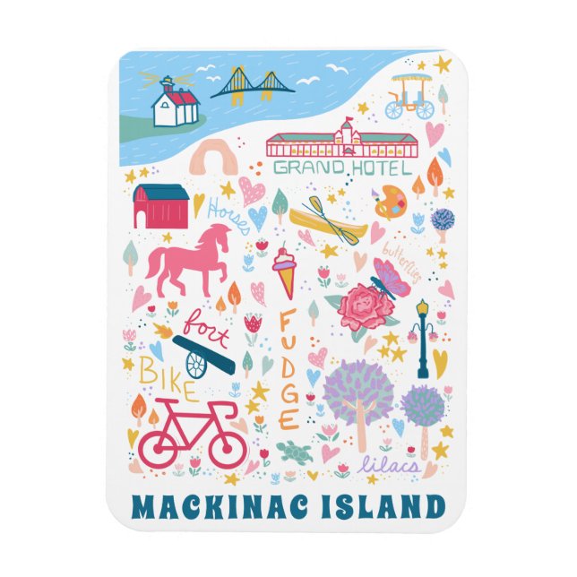 Mackinac Island Michigan Map Favorite Things  Magnet (Vertical)