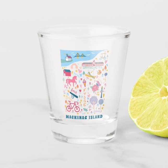 Mackinac Island Michigan Map Favorite Things  Shot Glass (Front)