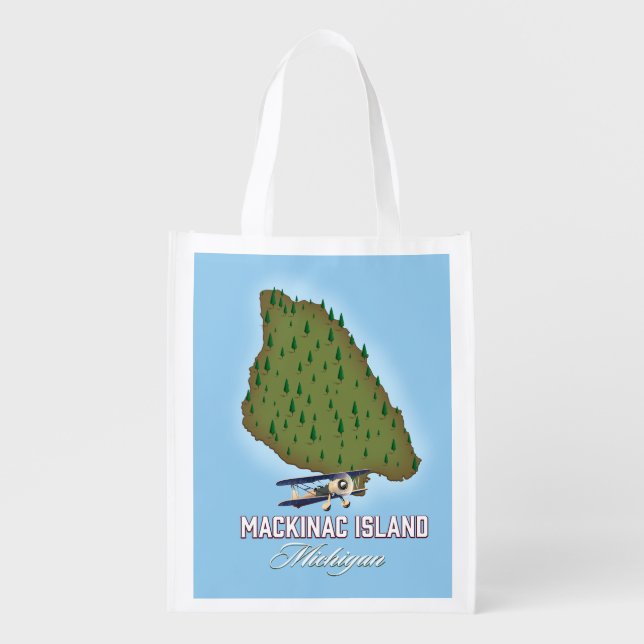 Mackinac Island Michigan map Grocery Bag (Front)
