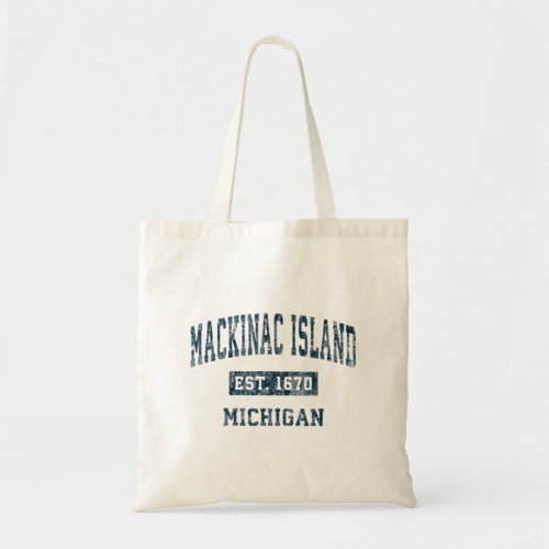 Mackinac Island Michigan Mi Vintage Sports Navy Pr Tote Bag