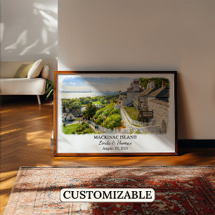 Mackinac Island Michigan Poster, Watercolor, Custo Poster