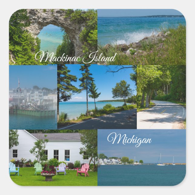 Mackinac Island Michigan Square Sticker (Front)