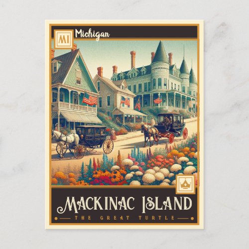Mackinac Island Michigan  Vintage Postcard