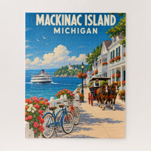 Mackinac Island Michigan Vintage Travel Art Jigsaw Puzzle